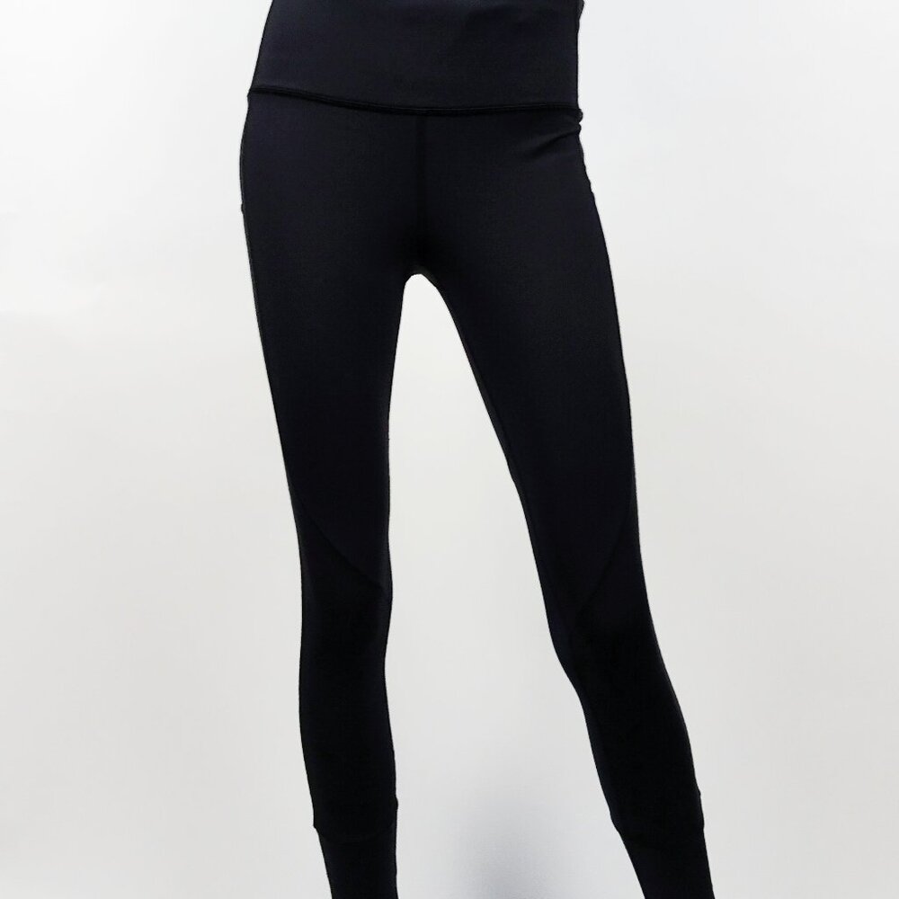 Lululemon Black Leggings Tight 8 M Mesh Reflective Running Workout Yoga Travel